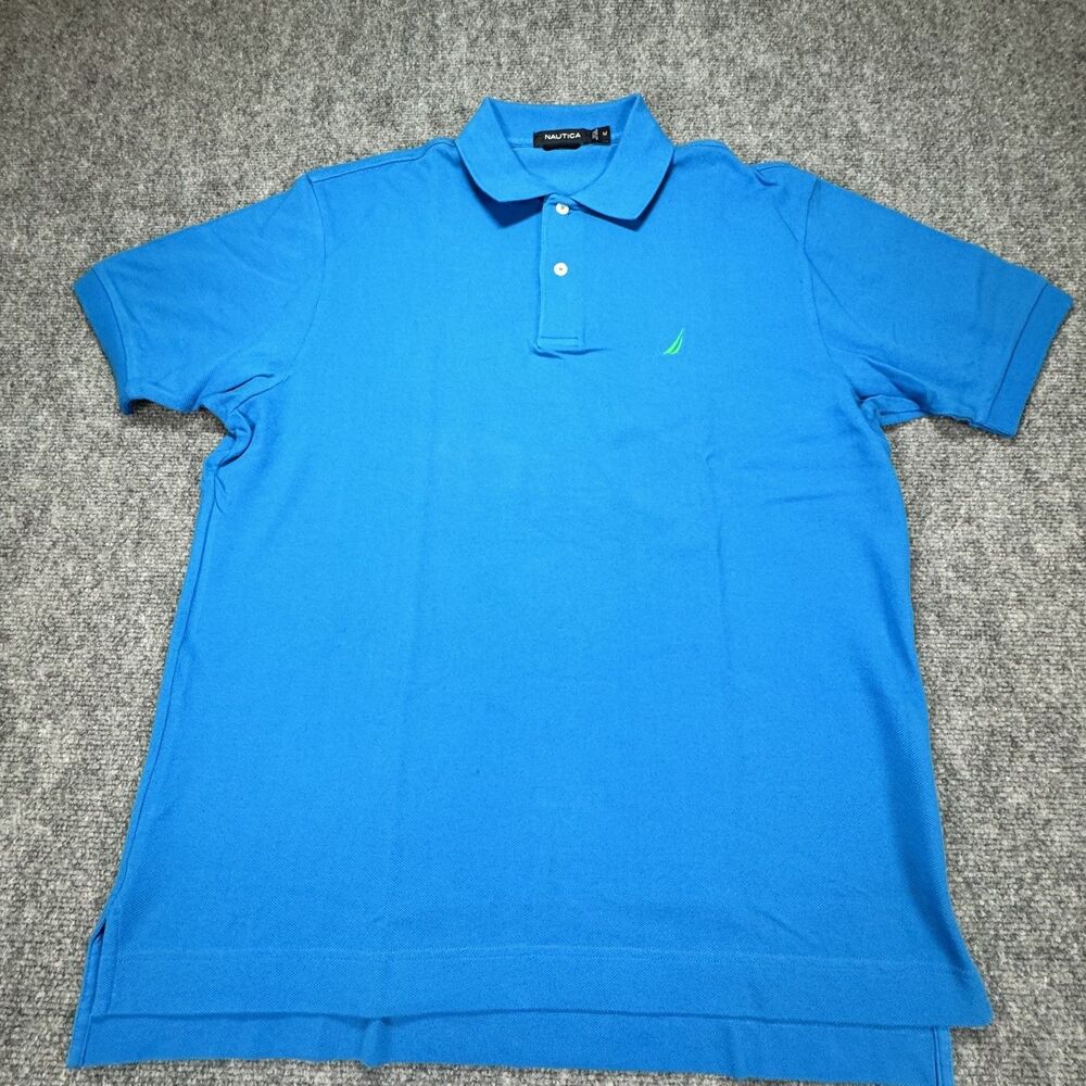 Nautica Polo Shirt Mens M Blue Classic Logo Cotton Preppy Casual